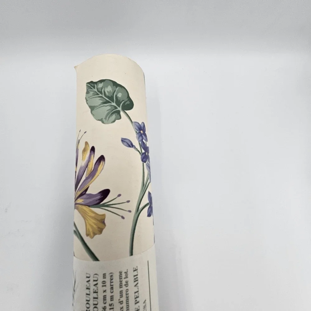 Vintage Wallquest Wallpaper Roll NS31307 Floral Vinyl Wallcovering Purple Yellow